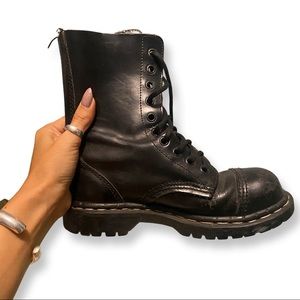 Gripfast ~ Black Leather 10 Eye Steel Toe Boots ~ Size UK 4